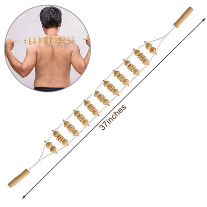 Wood Back Massage Roller Rope Body Shaping Cellulite Massage Tools Self Massage Tools for Neck Leg Back Pain Relief Body Care