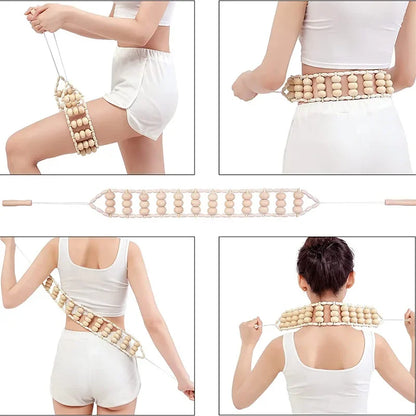 Wood Back Massage Roller Rope Body Shaping Cellulite Massage Tools Self Massage Tools for Neck Leg Back Pain Relief Body Care