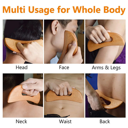 Wooden Gua Sha Tool Manual Massage Scraper for Lymphatic Drainage Slimming Guasha Massage Board Body Tissue Gua Sha Paddle Tool