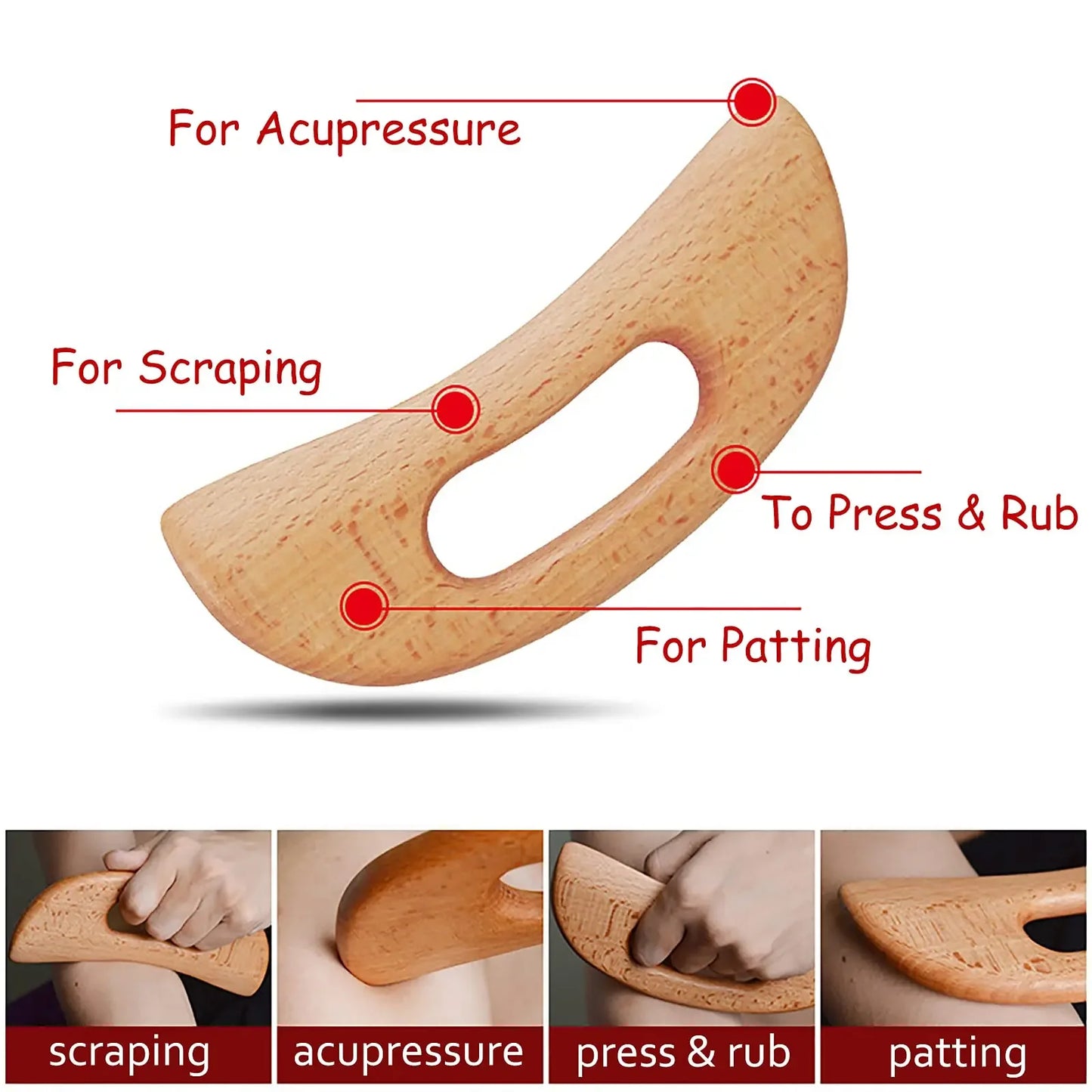 Wooden Gua Sha Tool Manual Massage Scraper for Lymphatic Drainage Slimming Guasha Massage Board Body Tissue Gua Sha Paddle Tool